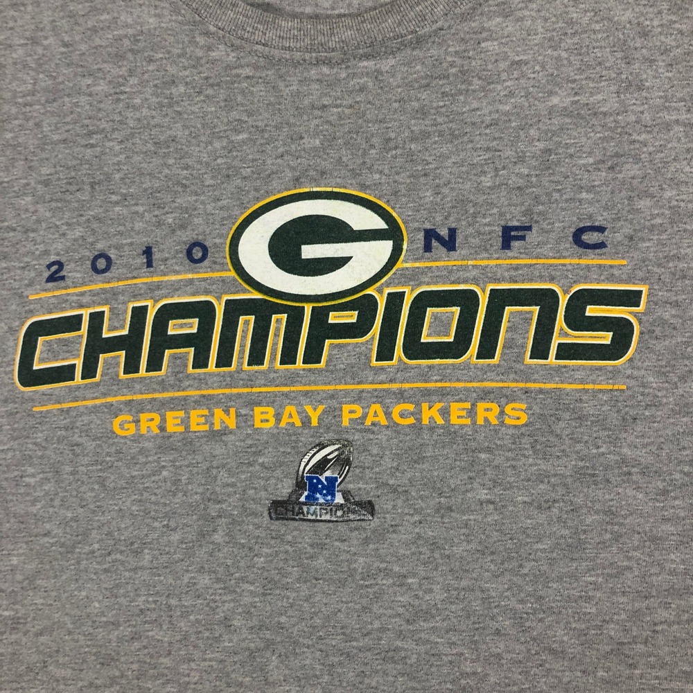 Green Bay Packers T Shirt XL Mens 2010 NFC Champions Football Gray